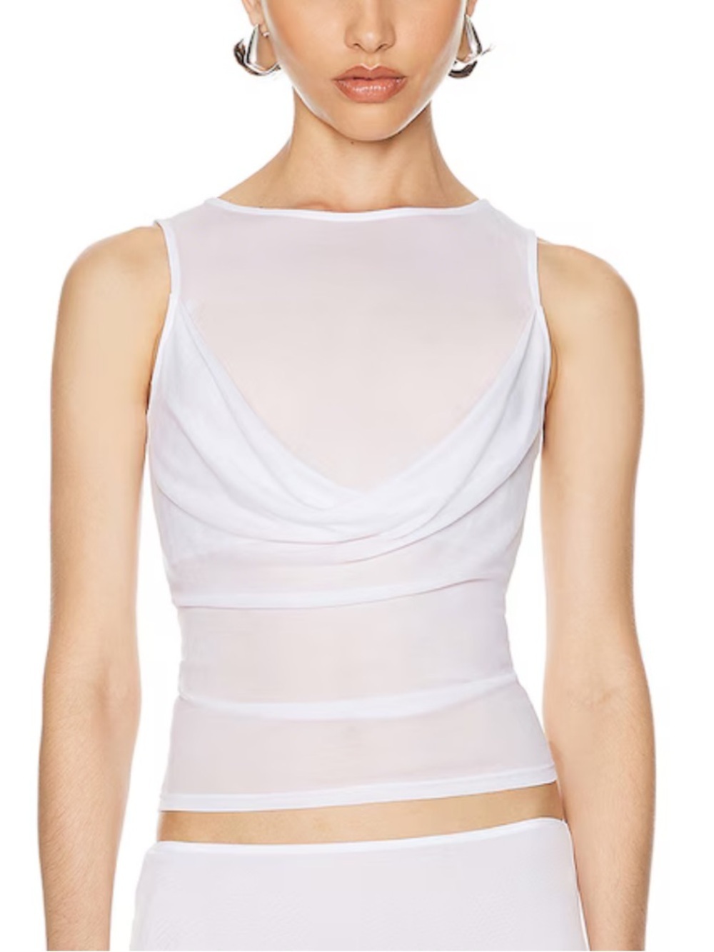 HELSA Sheer Knit Draped Top White blouse Jersey Revolve FWRD S